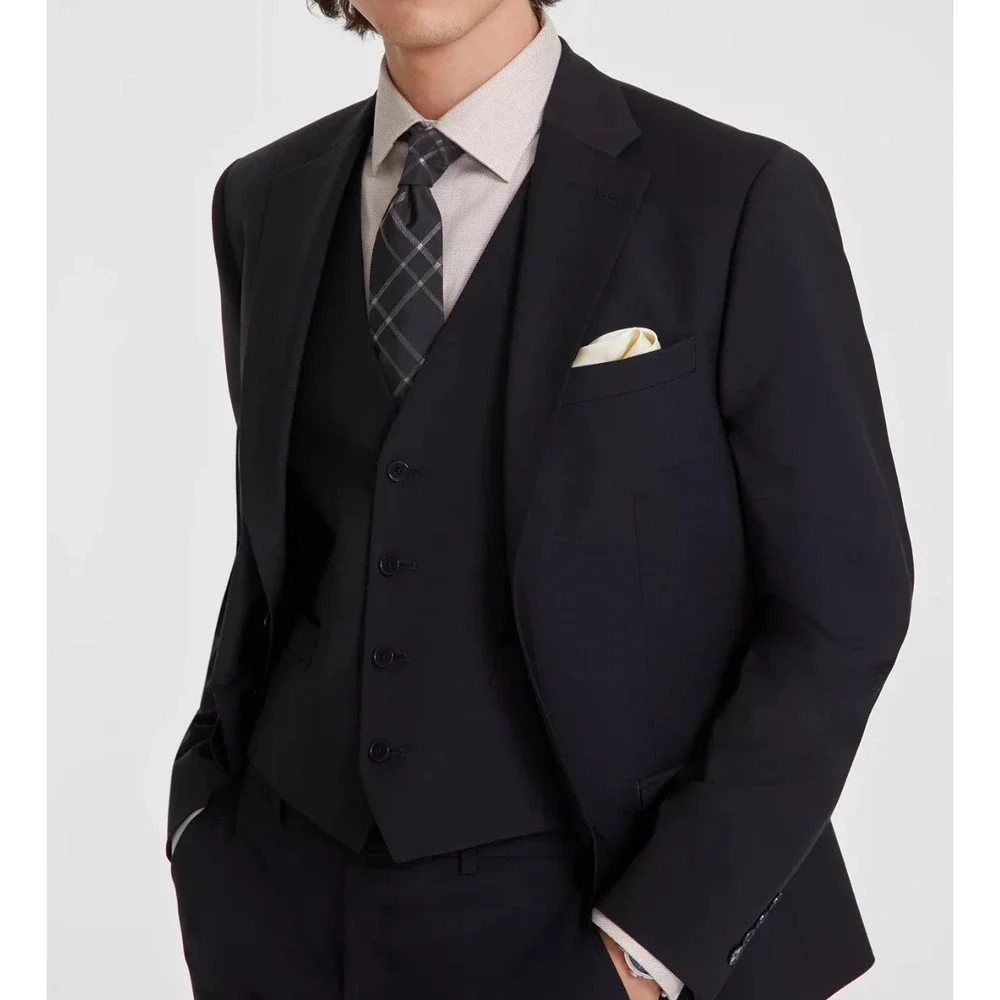 Calvin Klein Mens Slim‎ fit Suit Jacket 42R Black Solid Wool